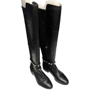 WHBM Over The Knee Tall Rowan Black Strap Equestrian Riding Winter Chic Boot